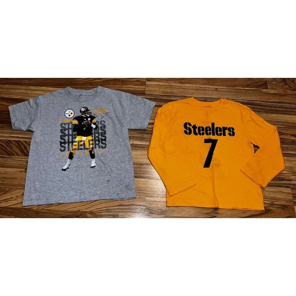 NFL Pittsburgh Steelers Ben Roethlisberger Boy's Sz 7 Shirts Shirt Lot Of 2